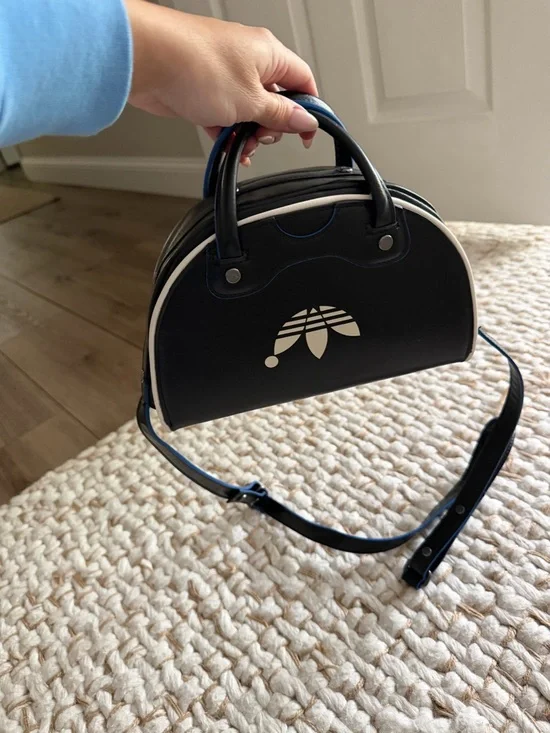 adidas Black Mini Crossbody with White Trefoil and Blue Trim - Picture 9 of 16